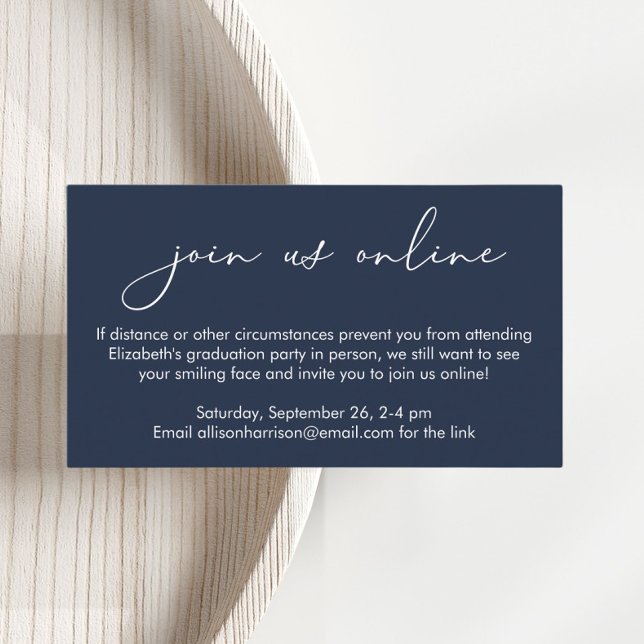 Elegant Online Virtual Blue Graduation Party Enclosure Card (Creator Uploaded)