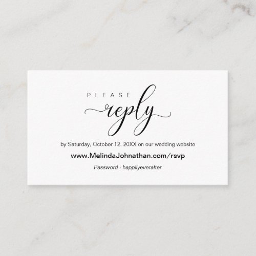 Elegant Online Wedding RSVP respond Enclosure Card