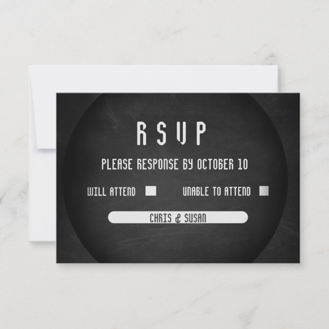 Elegant Onyx Black and White RSVP Ca Card (Front)