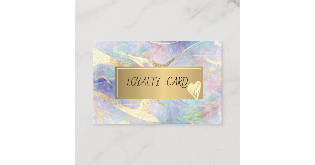 Loyal Frame Elegant Opal Gold Frame Loyalty Card | Zazzle