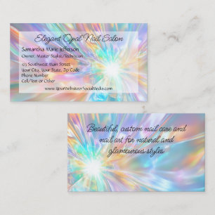 Elegant Opal Holographic Crystal Pedicure Salon Business Card