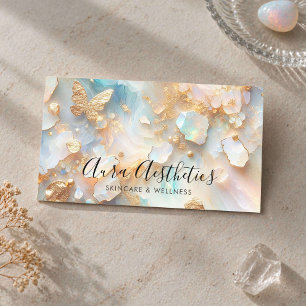 Elegant Opal Moonstone Esthetician Luxury Skincare Business Card