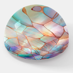 Elegant Opal Prism Gemstone Inspired Pattern Paperweight