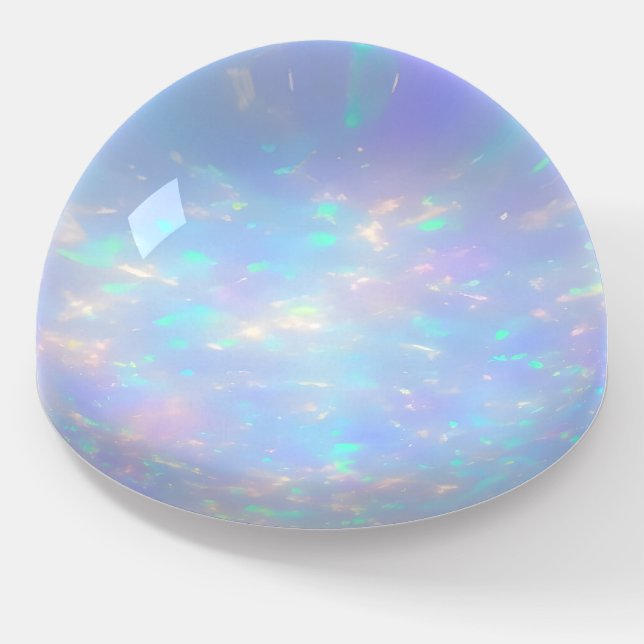 Elegant Opal Prism Gemstone Inspired Pattern Paperweight (Angled)