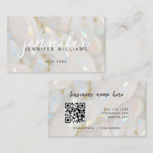 Elegant Opal Stone Custom QR Code Unique Business Card