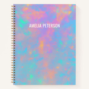 Elegant Opal Stone Texture Custom Name Art Notebook