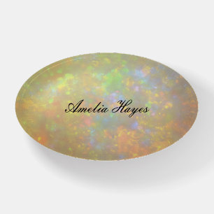 Elegant Opal Stone Texture Custom Name Paperweight