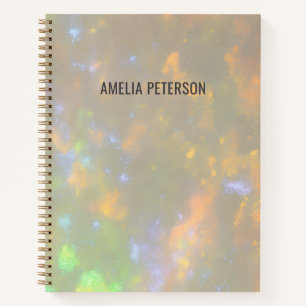 Elegant Opal Stone Texture Custom Name Sketch Notebook