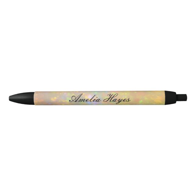 Elegant Opal Stone Texture Modern Script Custom Pen (Front)