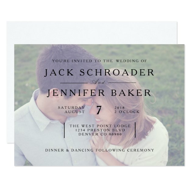 Elegant Opaque Photo Overlay Wedding Invite