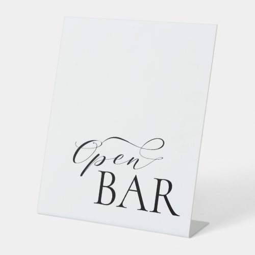 Elegant Open Bar Black Wedding Pedestal Sign