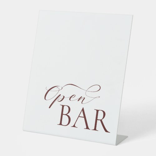 Elegant Open Bar Burgundy Wedding Pedestal Sign