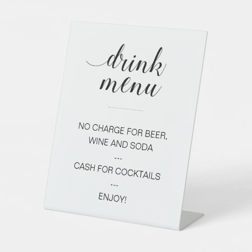 Elegant Open Bar Drink Menu Wedding Pedestal Sign