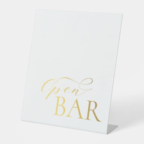 Elegant Open Bar Gold Wedding Pedestal Sign