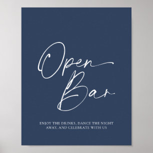 Elegant "Open Bar" Paper Poster with Calligraphy