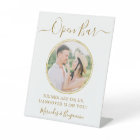 Elegant Open Bar Personalized Gold Photo Wedding 