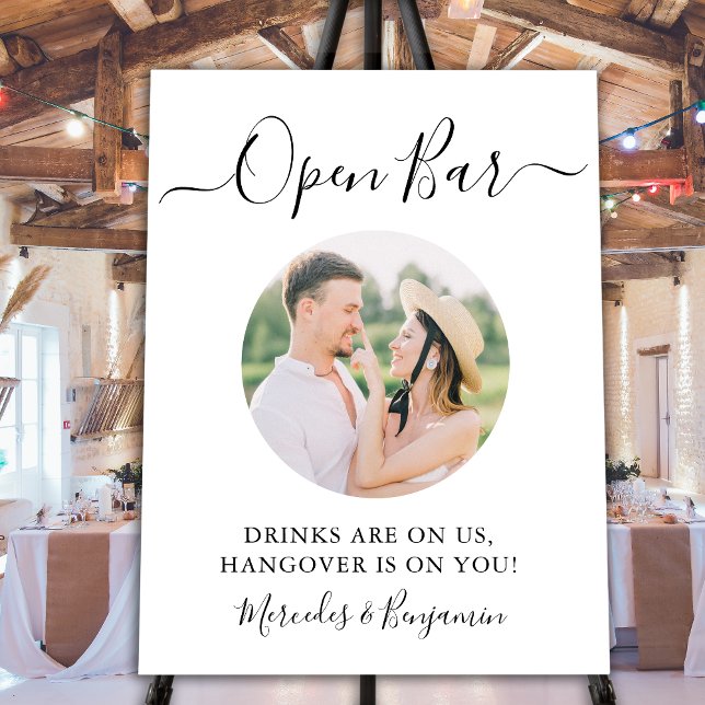 Elegant Open Bar Personalized Photo Wedding  Foam Board (Creator Uploaded)