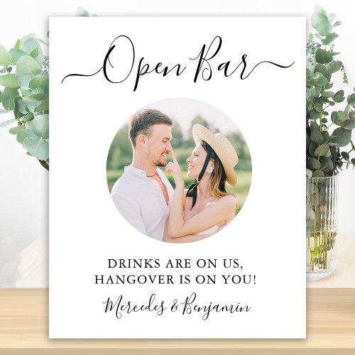 Elegant Open Bar Personalized Photo Wedding Poster