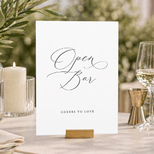 Elegant Open Bar Wedding Sign Minimalist Invitation