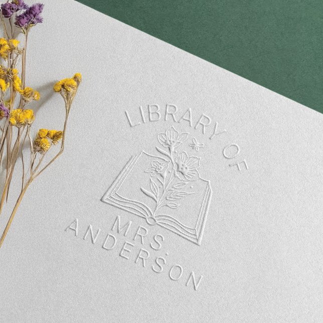 Elegant Open Book & Floral Personalized Teacher Embosser (Elegant Open Book & Floral Personalized Teacher Embosser)