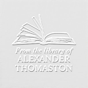 Elegant Open Book “From the Library of” Name Embosser