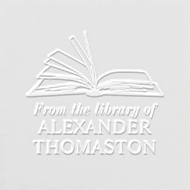Elegant Open Book “From the Library of” Name Embosser (Design)