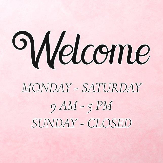 Elegant Open Hours | Black Script Time Opening Wall Decal (Insitu 3)