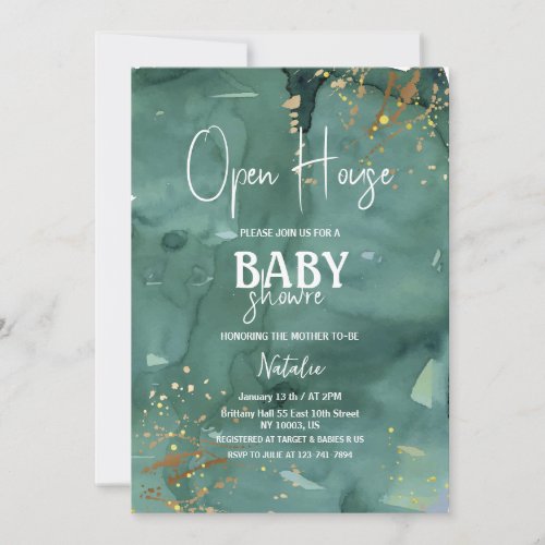  elegant open house  baby shower invitation