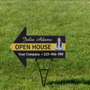 Elegant Open House Business Photo Real Estate  Sign
