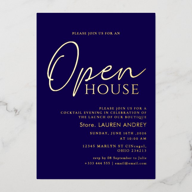 Elegant Open House Foil Invitation (Front)