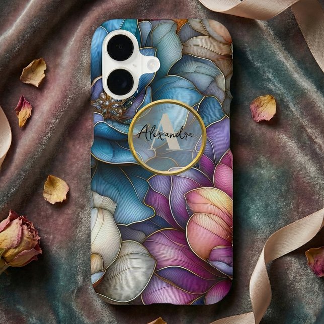 Elegant Opulent Flowers with Golden Circle Frame Case-Mate iPhone Case (Creator Uploaded)