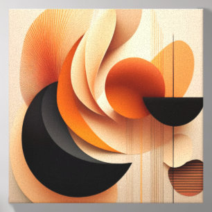 Elegant Orange and Black Abstract Design Canvas Photo Tile