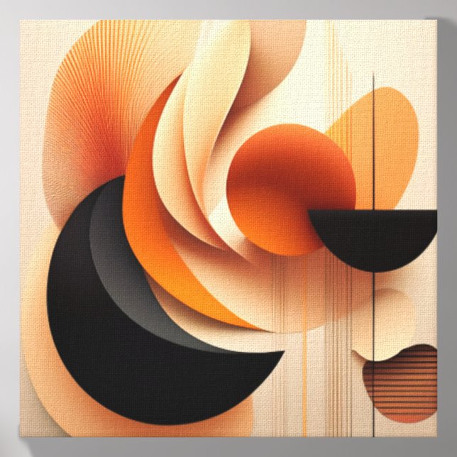 Elegant Orange and Black Abstract Design Canvas Photo Tile (Front Set)