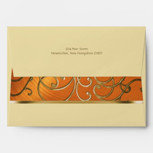 Elegant Orange and Gold Filigree Envelope