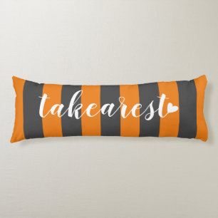 Elegant Orange and Gray Striped Saying Body Pillow