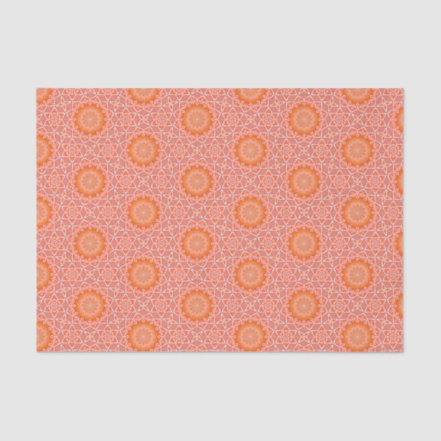 Elegant Orange and Pink Modern Geometric Pattern  Tissue Paper (Front)