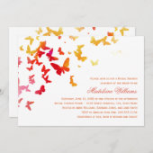 Elegant Orange and Red Butterflies Bridal Shower Invitation (Front/Back)