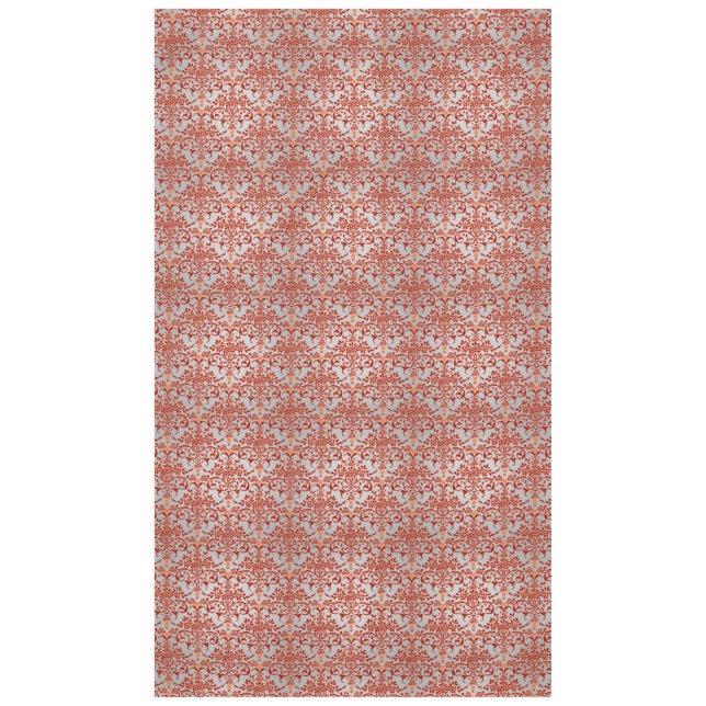 Elegant Orange and Silvery White Damask Pattern Tablecloth (Front)