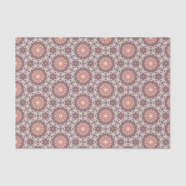 Elegant Orange and Taupe Modern Geometric Pattern  Tissue Paper (Front)
