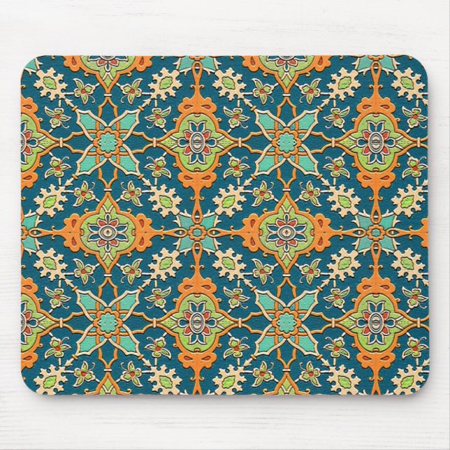 Elegant Orange and Teal Mousepad (Front)