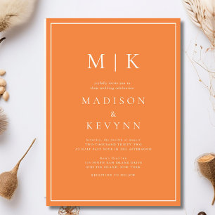 Elegant Orange and White Classic Wedding Invitation