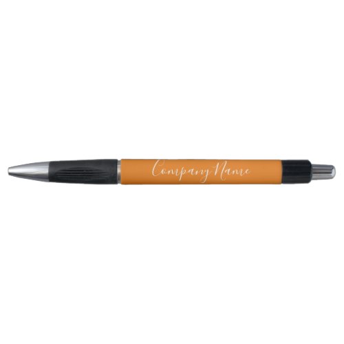 Elegant Orange and White Script Text Company Name Pen