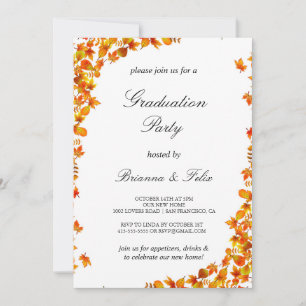 Elegant Orange and Yellow Floral Graduation Party Invitation