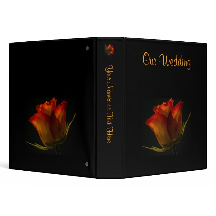 Elegant Orange and Yellow Rose Wedding 3 Ring Binders