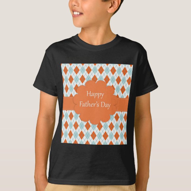 Elegant Orange Argyle Pattern Dad T-Shirt (Front)
