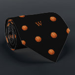 Elegant Orange Basketball Monogram Initials Black Neck Tie<br><div class="desc">Dribble into style with our Basketball Pattern Tie – a slam dunk choice for basketball fans and sports enthusiasts. This tie isn't just an accessory; it's a visual celebration of the fast-paced and dynamic world of basketball. The meticulously crafted basketball pattern design adds a touch of athletic flair to your...</div>