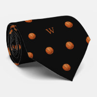 Elegant Orange Basketball Monogram Initials Black