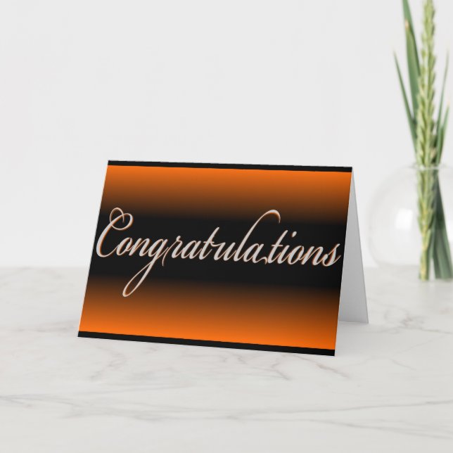 Elegant orange black fade Congratulations card (Front)
