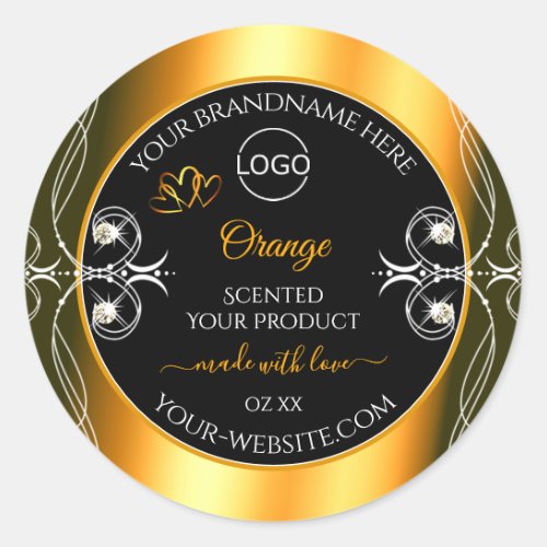 Elegant Orange Black Glamour Product Labels Logo