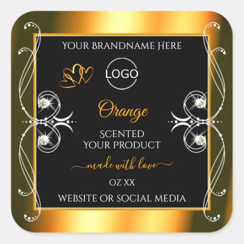 Elegant Orange Black Glamour Product Labels Logo